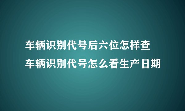 车辆识别代号后六位怎样查 车辆识别代号怎么看生产日期