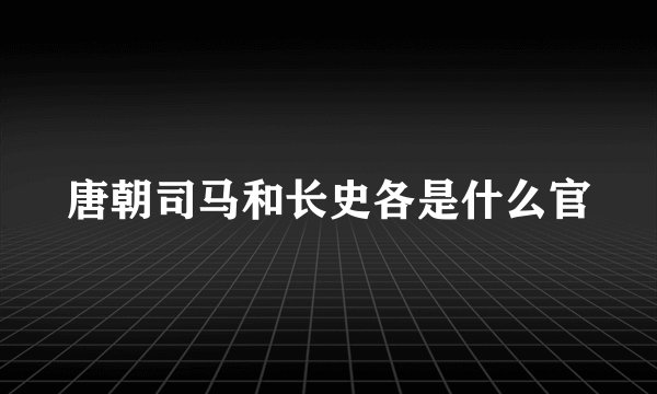 唐朝司马和长史各是什么官