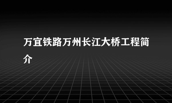 万宜铁路万州长江大桥工程简介