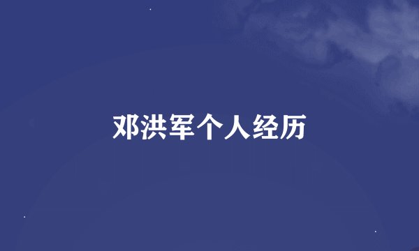 邓洪军个人经历