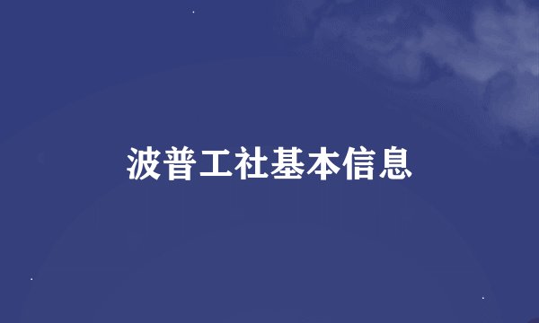 波普工社基本信息