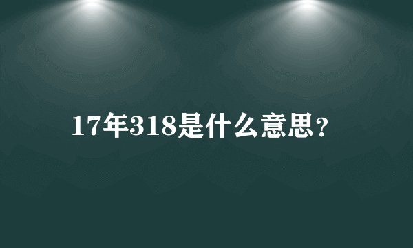 17年318是什么意思？