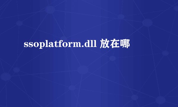 ssoplatform.dll 放在哪