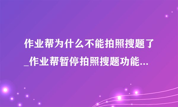 作业帮为什么不能拍照搜题了_作业帮暂停拍照搜题功能原因说明