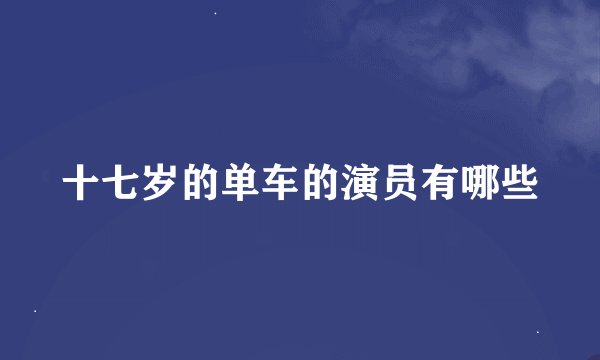 十七岁的单车的演员有哪些