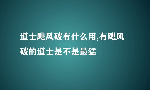 道士飓风破有什么用,有飓风破的道士是不是最猛