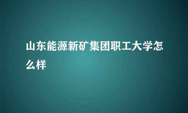 山东能源新矿集团职工大学怎么样