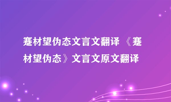 蹇材望伪态文言文翻译 《蹇材望伪态》文言文原文翻译