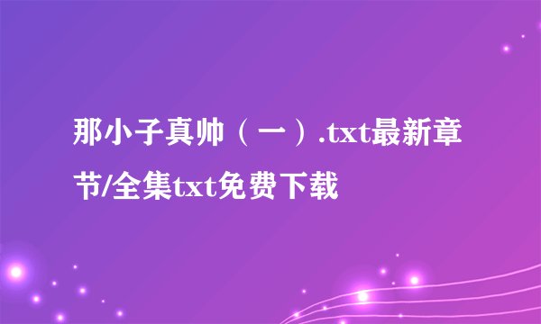 那小子真帅（一）.txt最新章节/全集txt免费下载