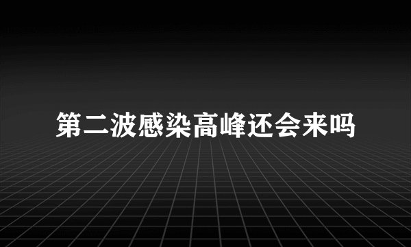 第二波感染高峰还会来吗