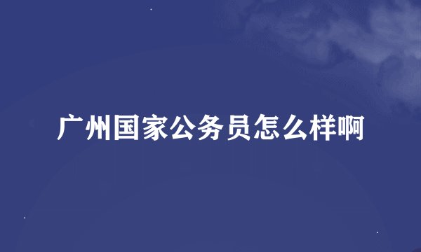 广州国家公务员怎么样啊