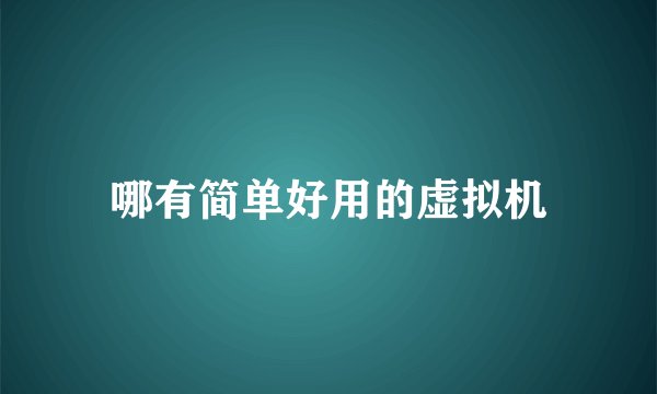 哪有简单好用的虚拟机