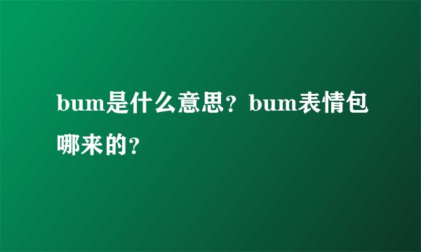 bum是什么意思？bum表情包哪来的？