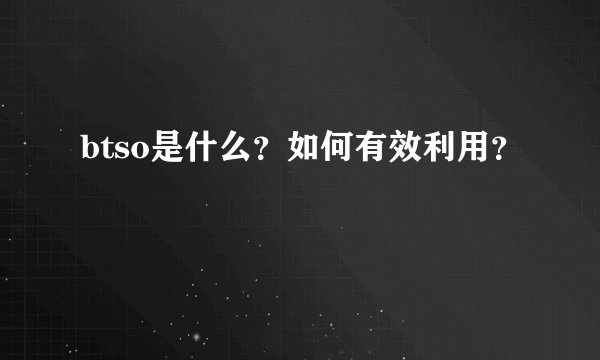 btso是什么？如何有效利用？