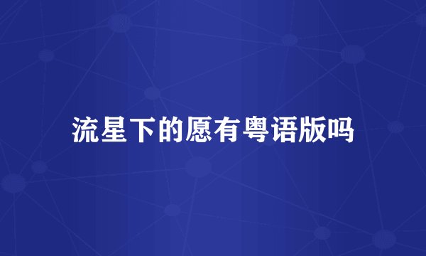 流星下的愿有粤语版吗