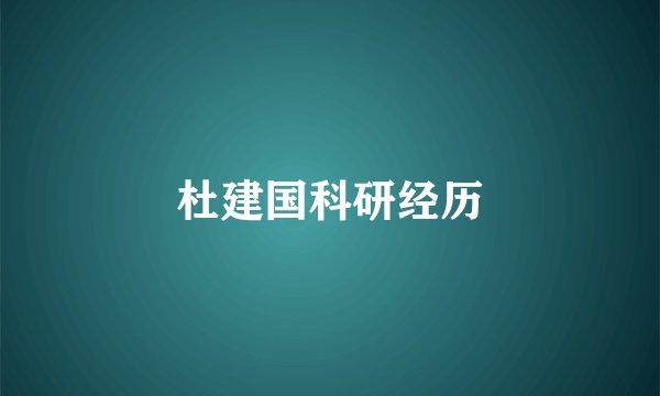 杜建国科研经历
