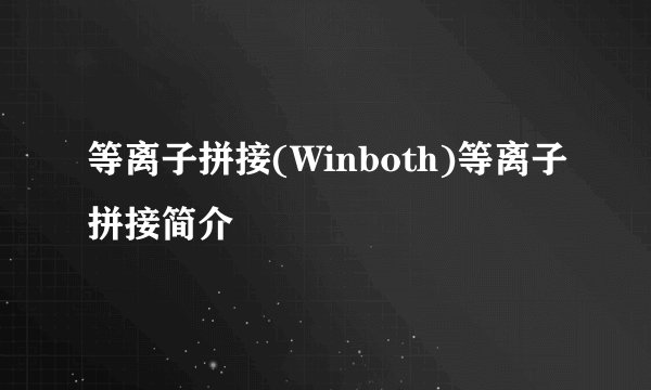 等离子拼接(Winboth)等离子拼接简介