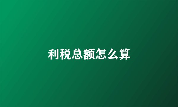 利税总额怎么算
