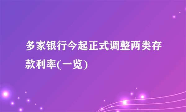 多家银行今起正式调整两类存款利率(一览)