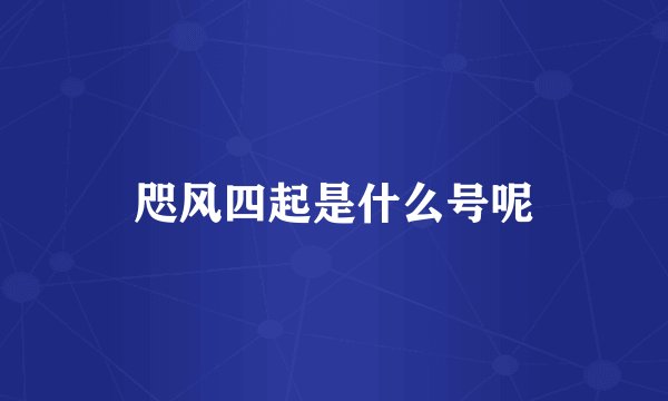 咫风四起是什么号呢