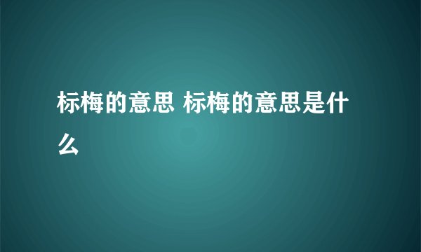 标梅的意思 标梅的意思是什么