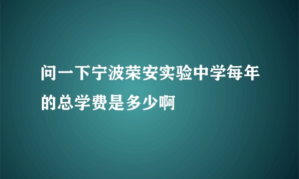 问一下宁波荣安实验中学每年的总学费是多少啊