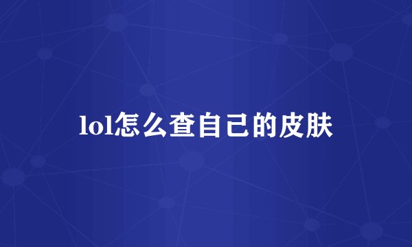 lol怎么查自己的皮肤