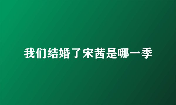 我们结婚了宋茜是哪一季