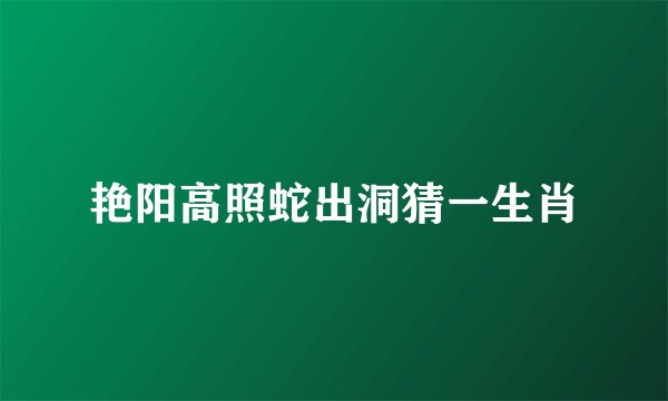 艳阳高照蛇出洞猜一生肖