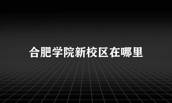 合肥学院新校区在哪里
