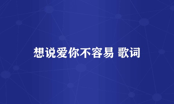 想说爱你不容易 歌词