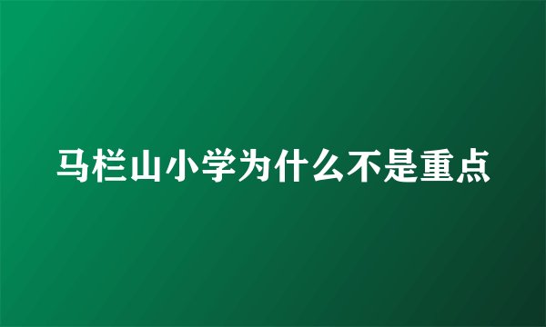 马栏山小学为什么不是重点