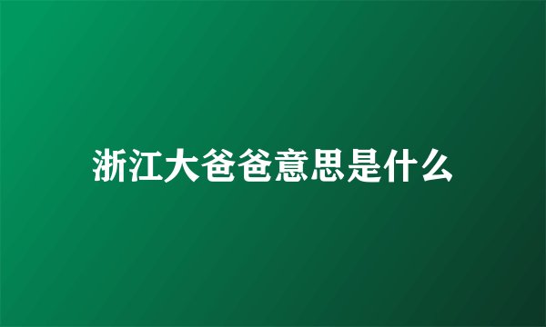 浙江大爸爸意思是什么