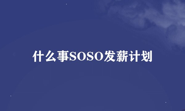 什么事SOSO发薪计划