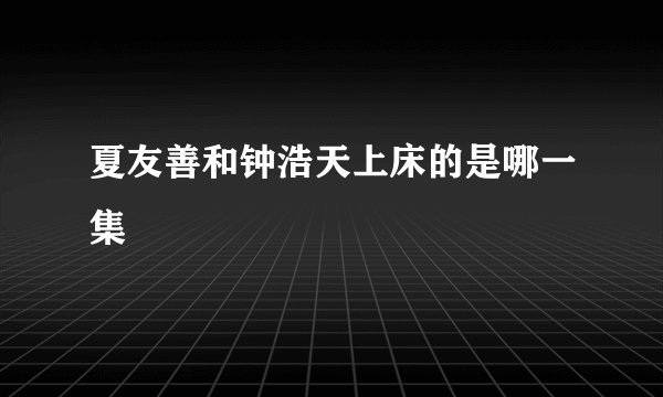 夏友善和钟浩天上床的是哪一集
