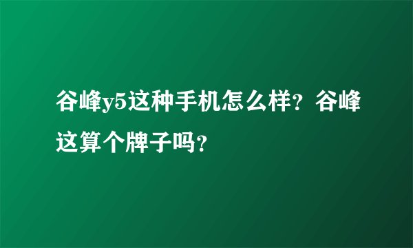 谷峰y5这种手机怎么样？谷峰这算个牌子吗？