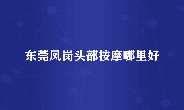 东莞凤岗头部按摩哪里好