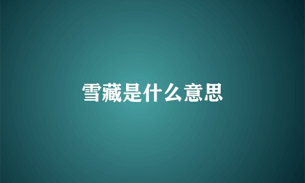 雪藏是什么意思