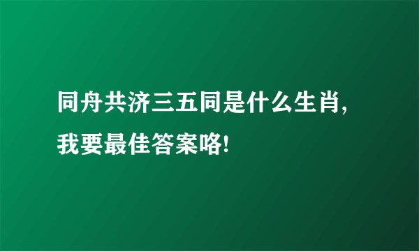 同舟共济三五同是什么生肖,我要最佳答案咯!