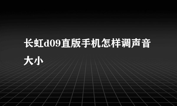 长虹d09直版手机怎样调声音大小