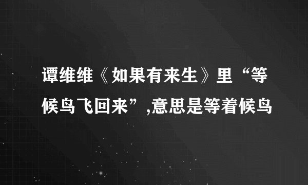 谭维维《如果有来生》里“等候鸟飞回来”,意思是等着候鸟