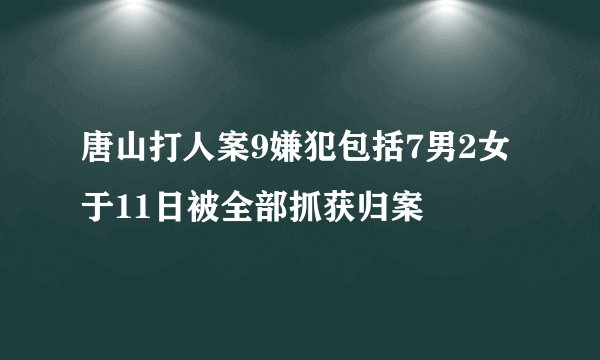 唐山打人案9嫌犯包括7男2女于11日被全部抓获归案