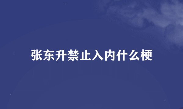 张东升禁止入内什么梗