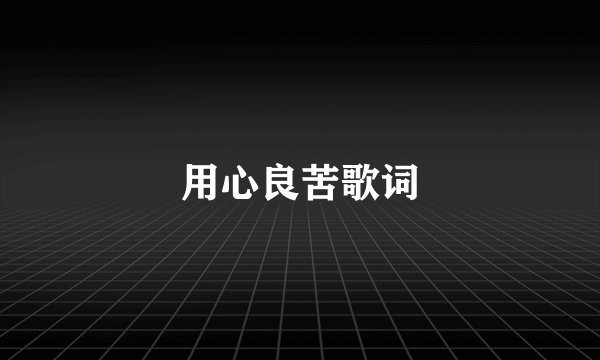 用心良苦歌词
