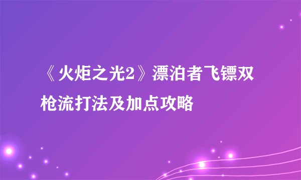 《火炬之光2》漂泊者飞镖双枪流打法及加点攻略