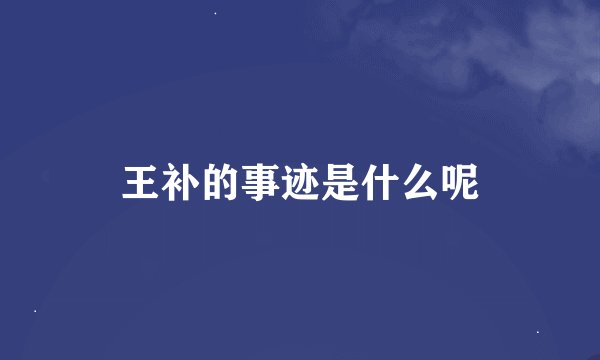 王补的事迹是什么呢