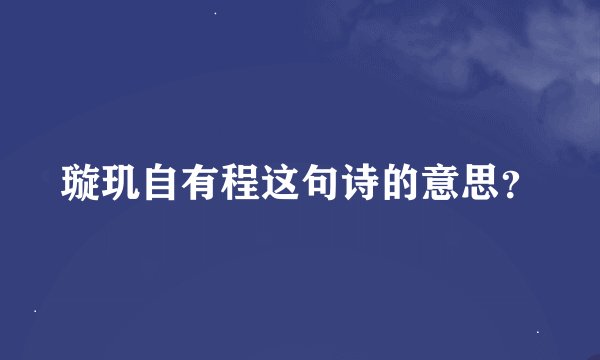 璇玑自有程这句诗的意思？