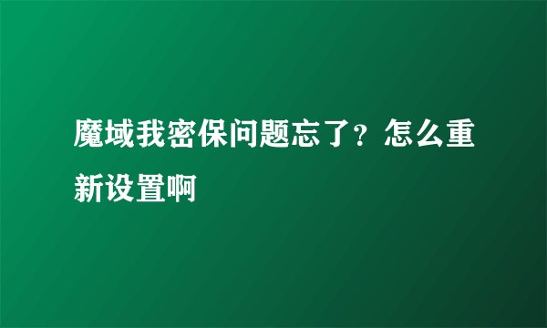 魔域我密保问题忘了？怎么重新设置啊