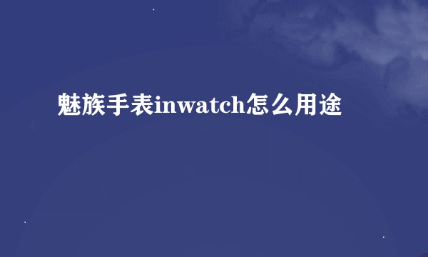 魅族手表inwatch怎么用途