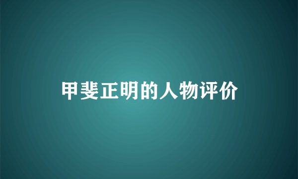 甲斐正明的人物评价